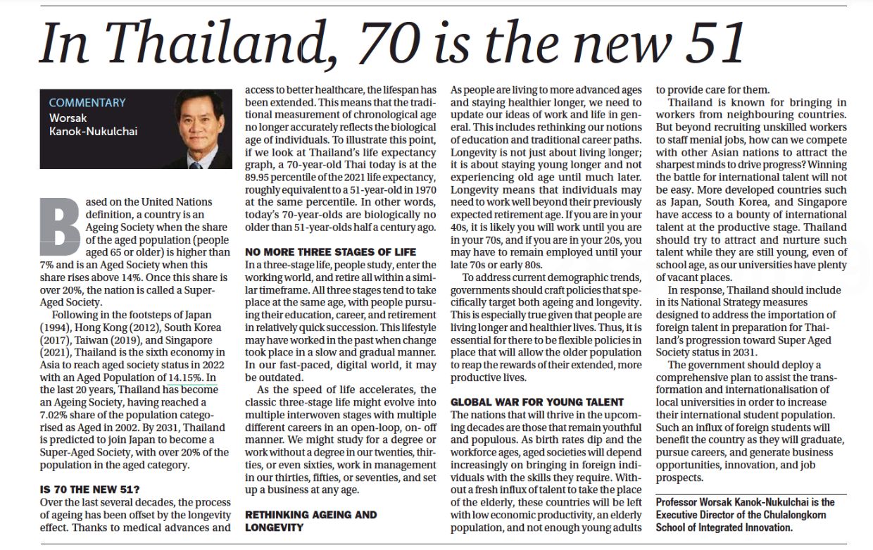 OpEd: In Thailand, 70 is the new 51